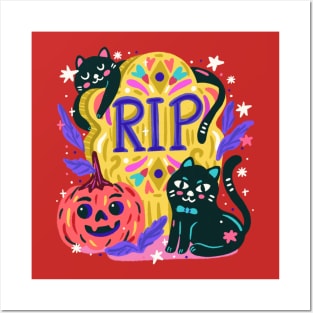 Cat Spooky RIP Halloween Posters and Art